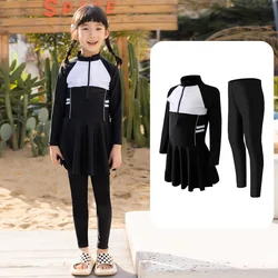 Ragazze Rash Guard manica lunga costume da bagno con Leggings protezione solare per tutto il corpo Quick Dry Rashguard costume da bagno bambini gioventù bambino