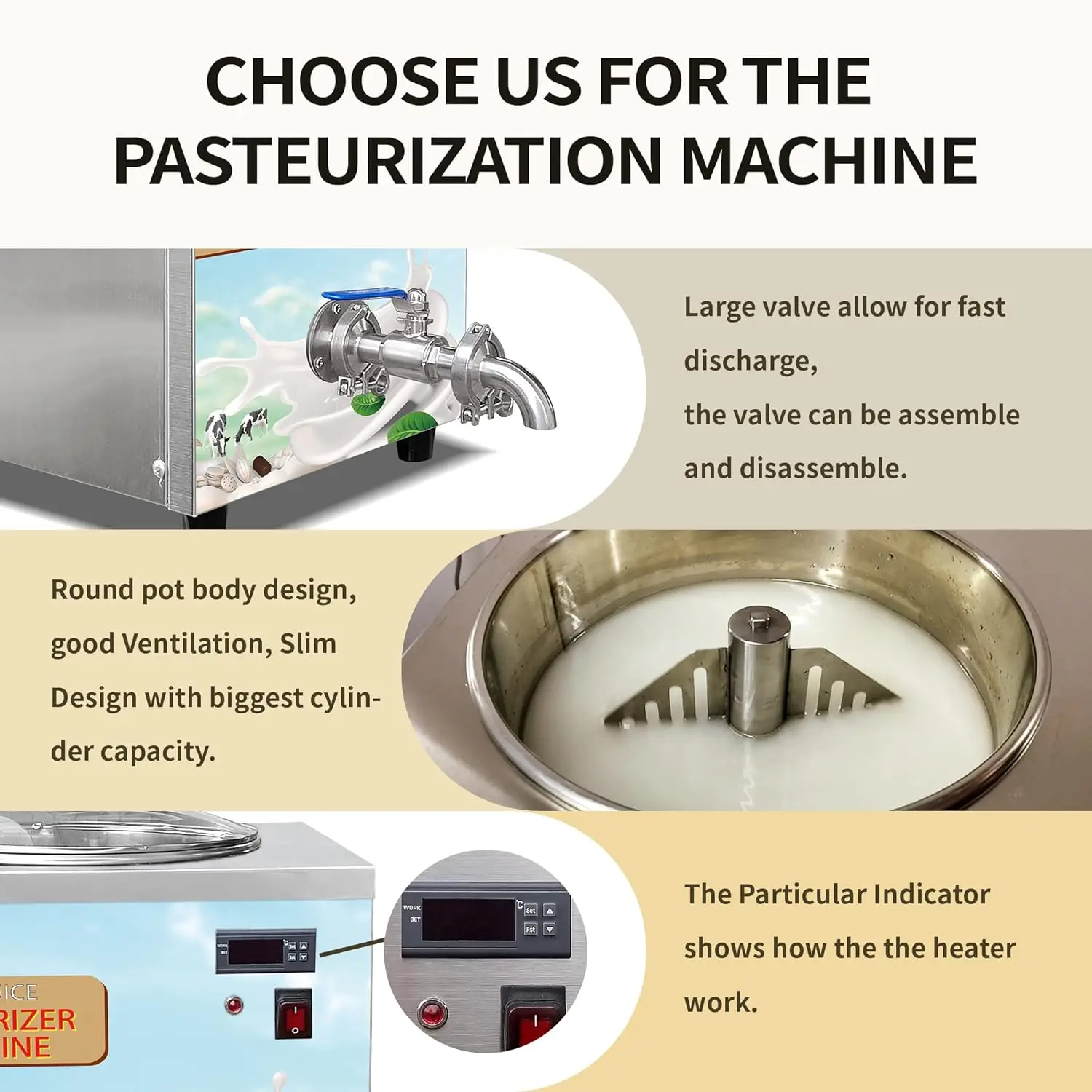 Mvckyi Commercial 14L Pasteurization Machine Fresh Milk Heat Sterilization Machine Fully Automatic Milk Sterilization Machine