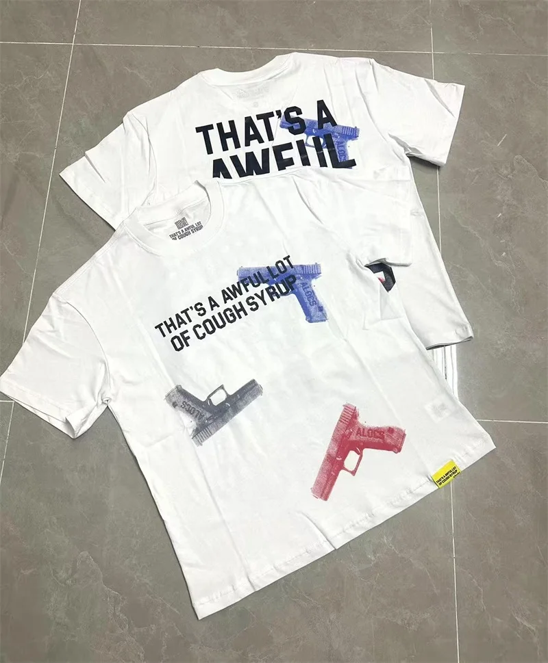 

That's A Awful Lot of Cough Syrup Men's T-Shirts Logo Letter Print Whirt Pure Cotton Casual Oversized Short Sleeves