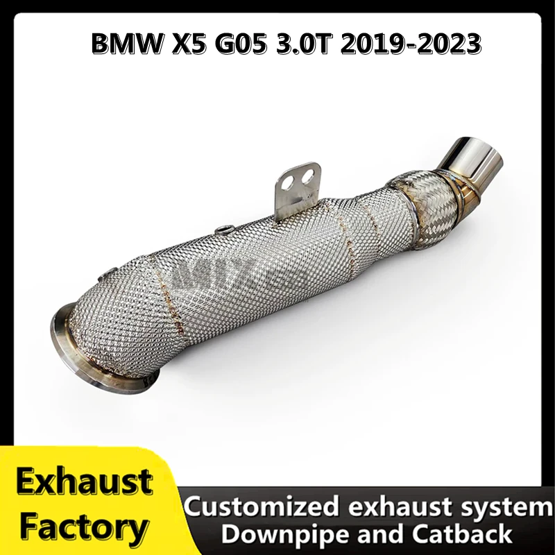 For BMW X5 G05 3.0T 2019-2023 customized stainless steel head section high flow performance exhaust pipe system downpipe muffler