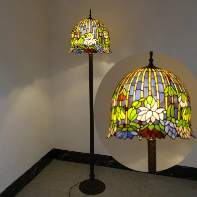 French pastoral style small fresh bedroom living room floor lamp niche foot button LED vertical decorative lamp