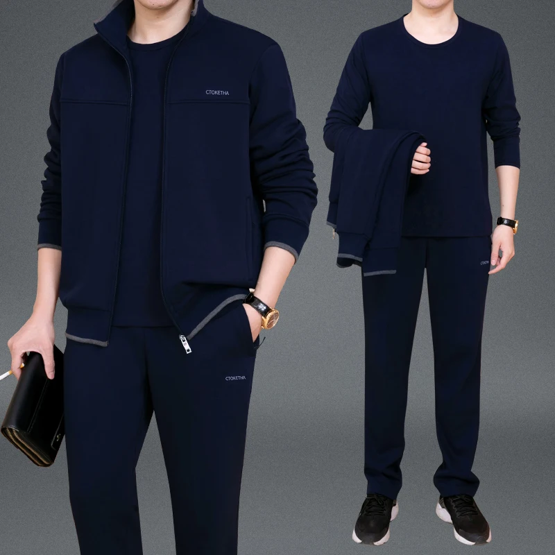 

Мужской повседневный спортивный костюм для папы, осенний комплект из двух предметов с длинным рукавом, для мужчин среднего возраста, весна-осень, новинка