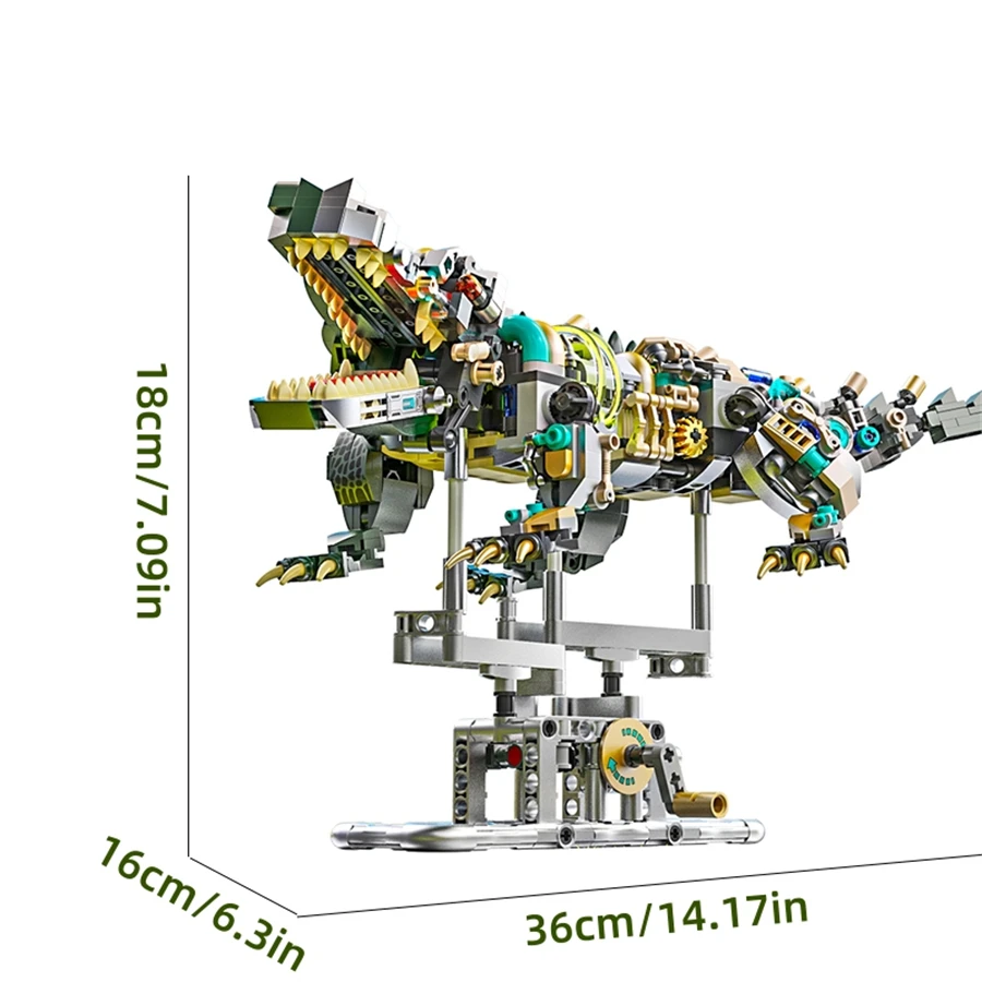 996 шт. MOC механические наборы для строительства крокодила, строительные блоки с животными, модель с подставкой для дисплея и электродвигателем, подарок для детей