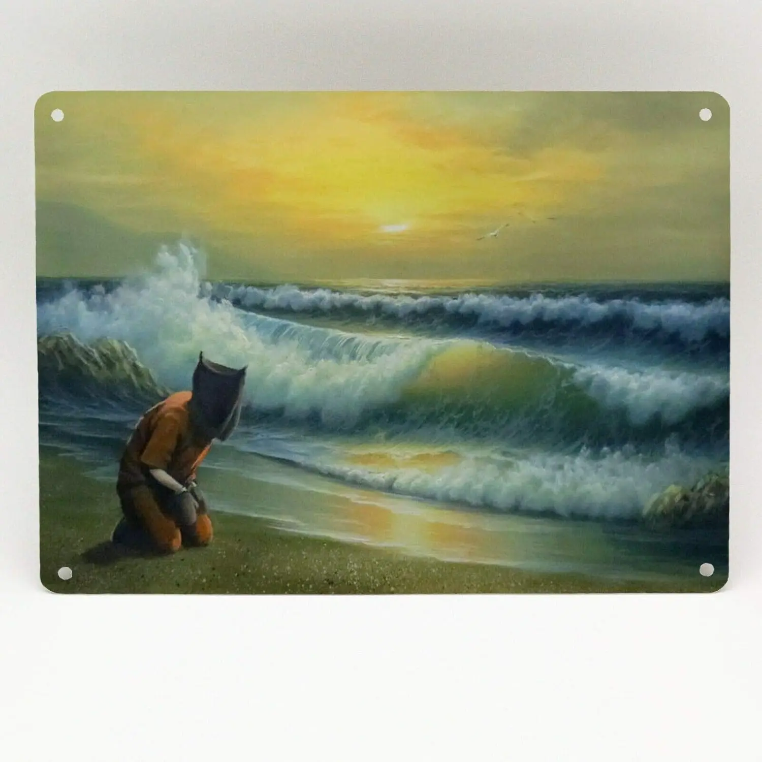 NDTS Banksy Guantanamo Bay Beach Metal Sign Poster Print Graffiti Stencil Art Look Vintage Style -aluminum