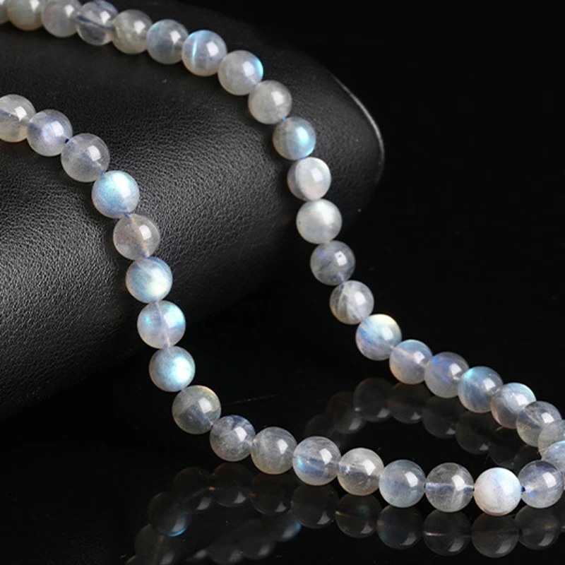 Hochwertige Natürliche Graue Labradorit-Steinperlen Runde Lose Abstandhalter-Edelsteinperlen für Schmuckherstellung Mondstein DIY Armband Zubehör – Detail 5
