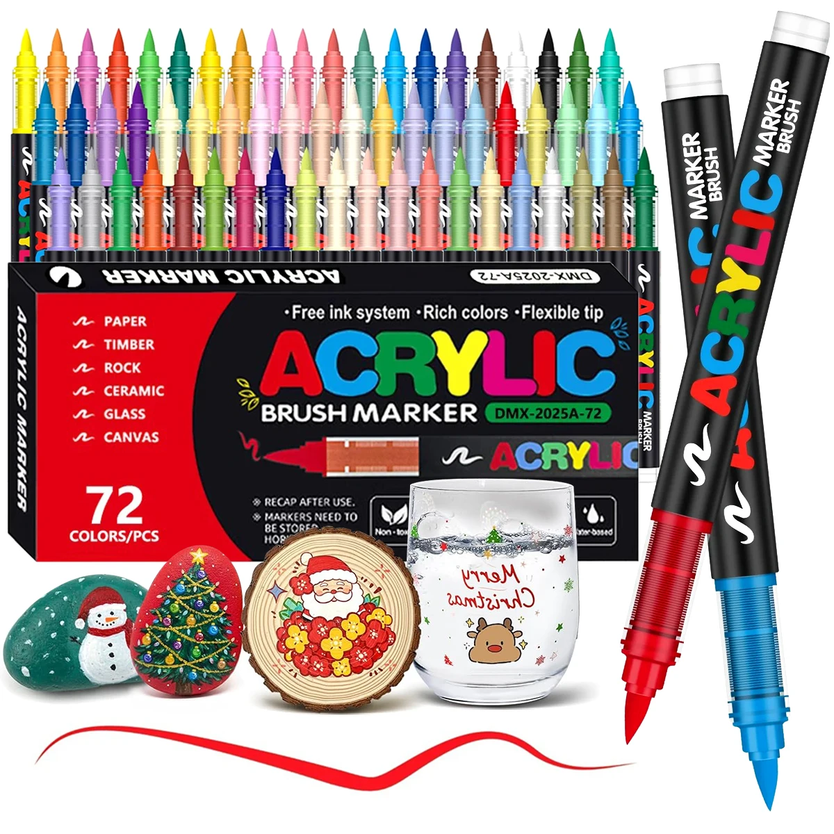 

72-цветные ручки для акриловой краски, набор маркеров, маркеры для акриловой краски премиум-класса, тонкий наконечник и наконечник кисти, принадлежности для художественной живописи, поделки своими руками