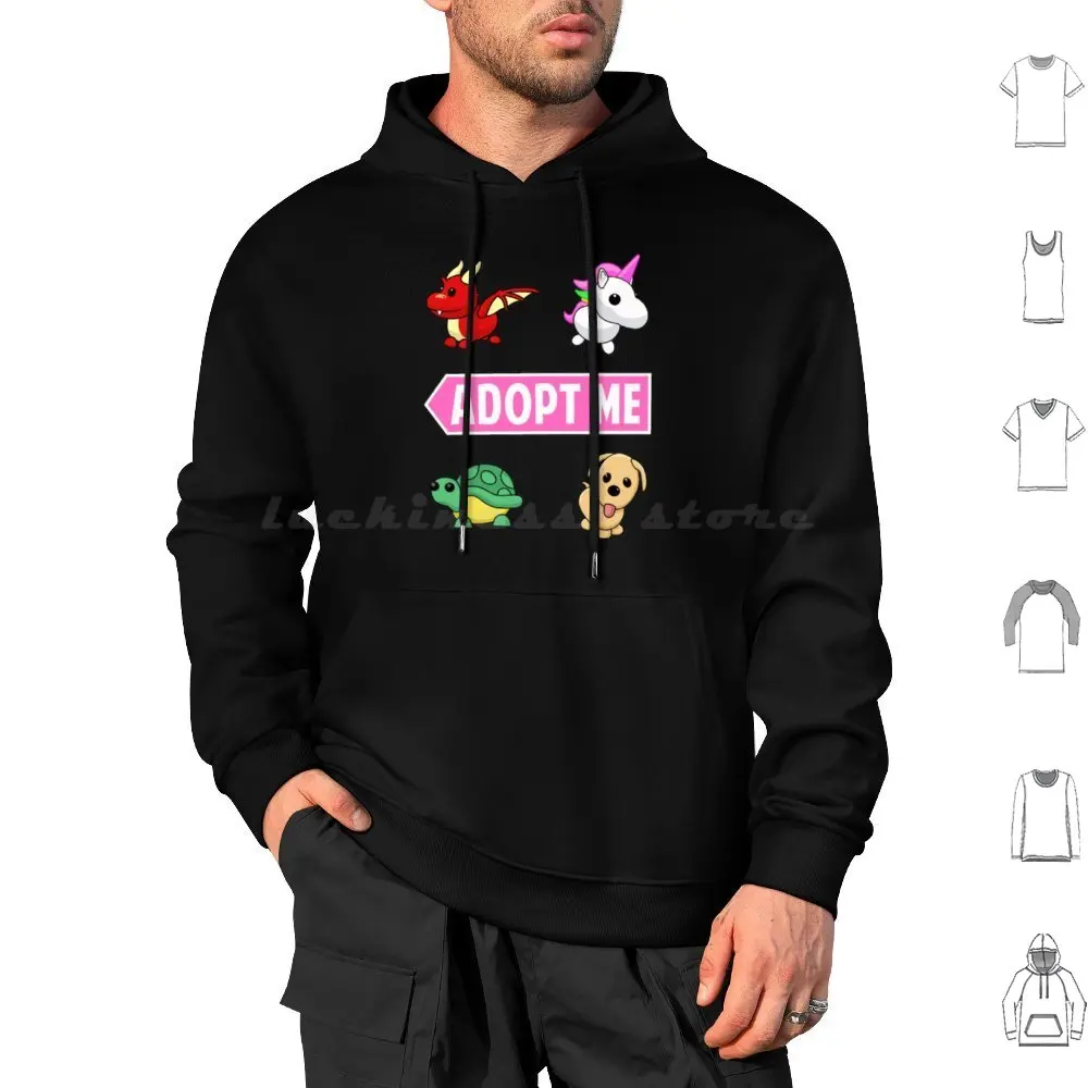 Cute Unikorn Kids Pets Hoodie cotton Long Sleeve Oof Adopt Me Noob Gamer Meme Gamer Youtuber Gaming Slogoman Yeet