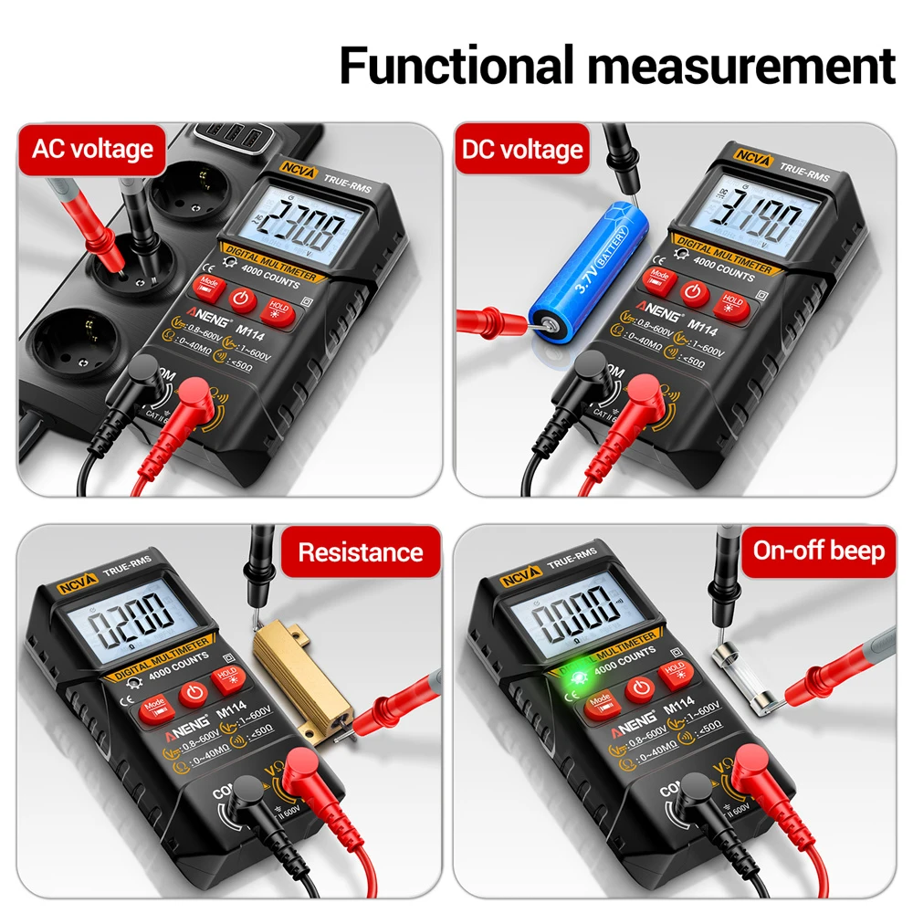 M114 M115 Multímetro 4000 Contagens Display Digital Tester com Capacitância e Hz Medição de Frequência Ferramentas de Teste Multifuncionais