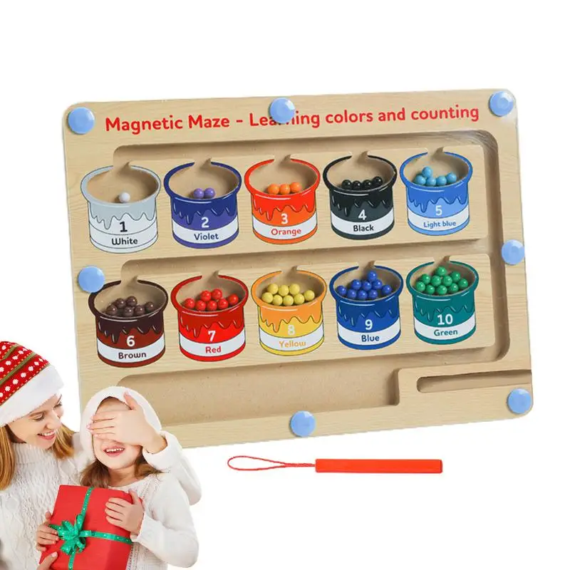 Color Matching Toys Wooden Magnetic Puzzle Board Game Magnet Counting Maze Color Sorting Toys Fine Motor Toys Montessori Sorting