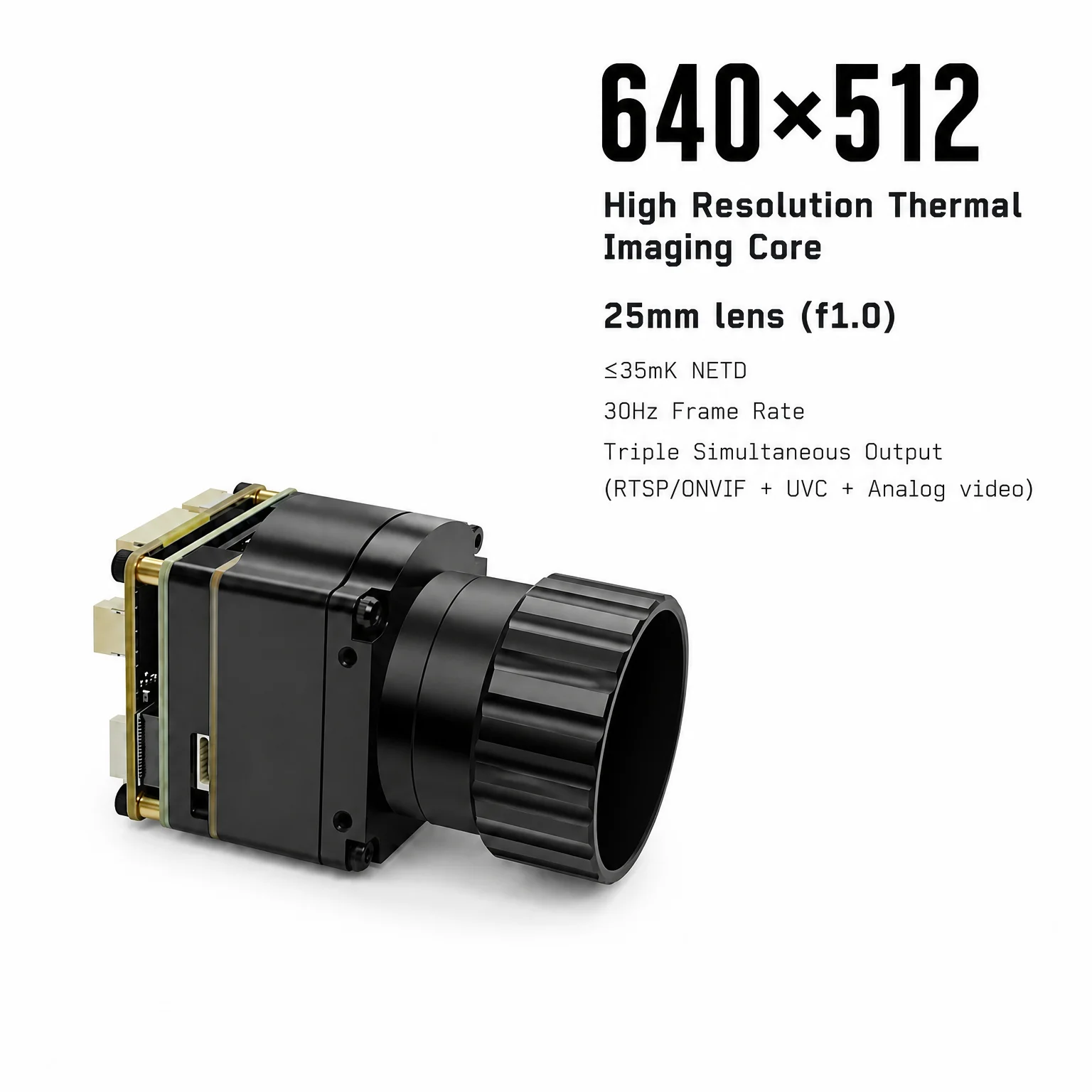 640x512  9.1mm lens Industrial GigE Ethernet Infrared Thermal Imager Camera,1 Gbps,ETH/USB/CVBS, With Lens,GUI