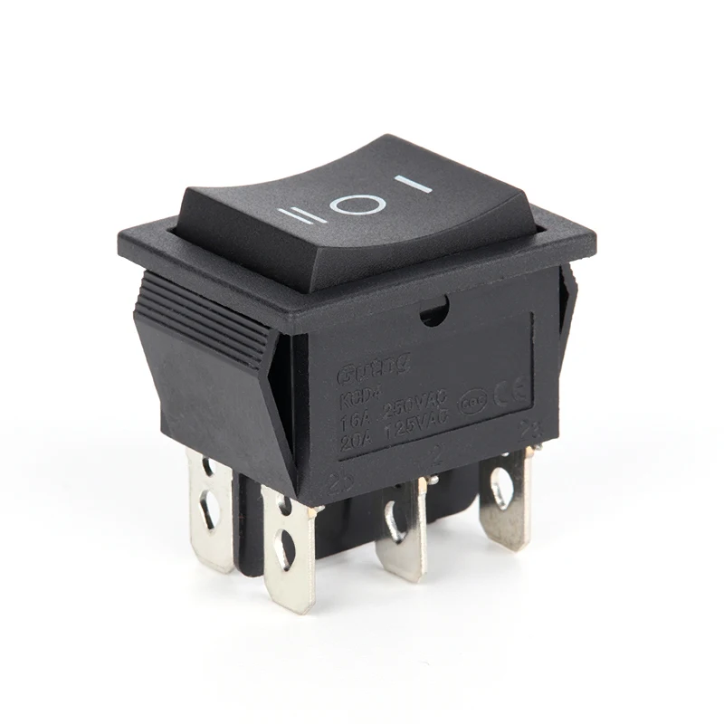 2PCS Rocker Switch 6 Pins 3 Position ON/Off/ON AC 20A/125V 16A/250V DPDT Car Boat Black Switch