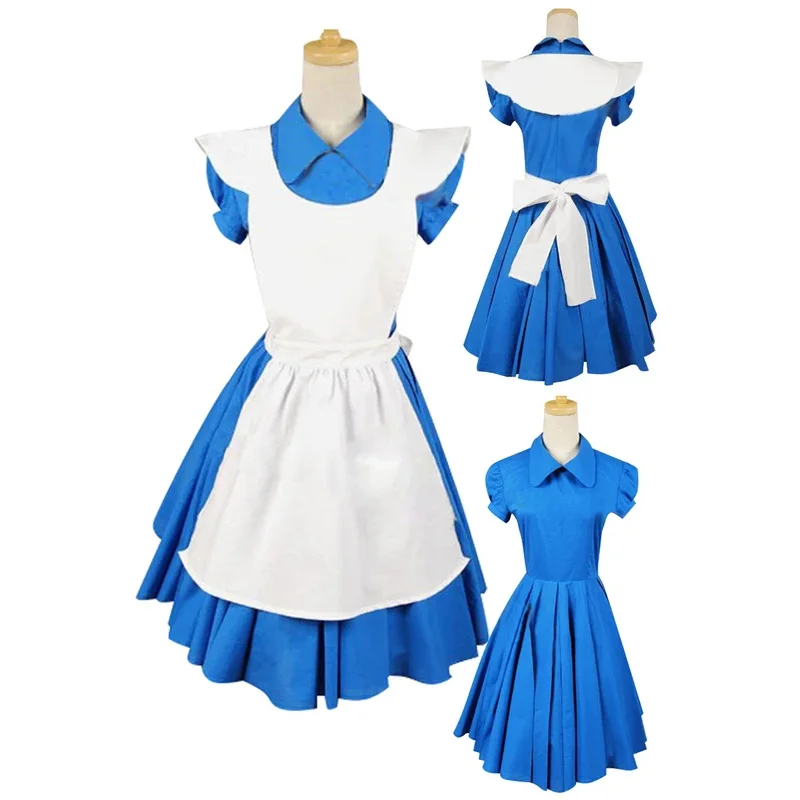 

Alice Cosplay Dress Role Play Outfit Cartoon Wonderland Disguise Costume Blue Skirt Women Adult Fantasy Fancy Dress Party Cloth