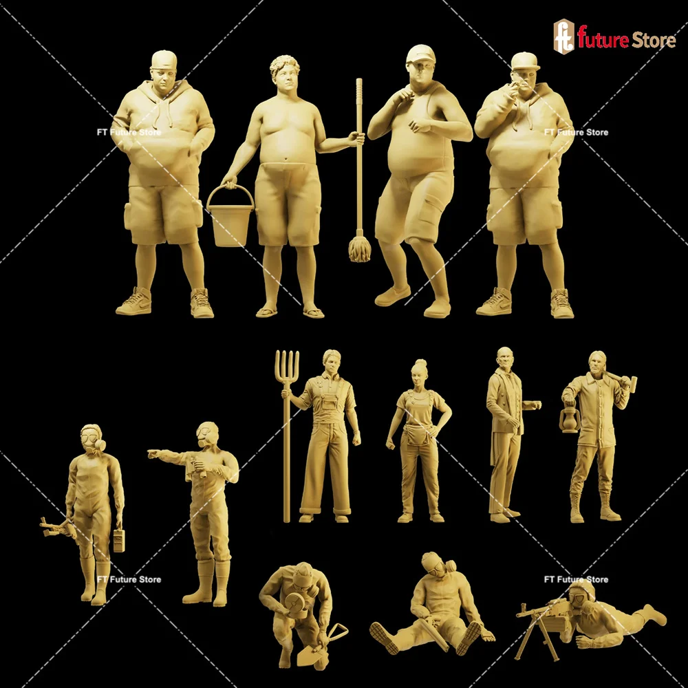 3D Print Miniature 1/64 1/43 1/35 Employee Worker Chemical Defense Soldiers Figure Scene Model Mini Dolls Prop Crafts Decor