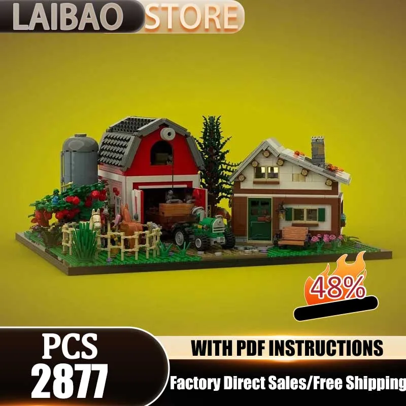 

Набор для сборки модели городской улицы и фермерской жизни из строительных блоков MOC: технологичные кирпичики, конструктор DIY, праздничный подарочный набор