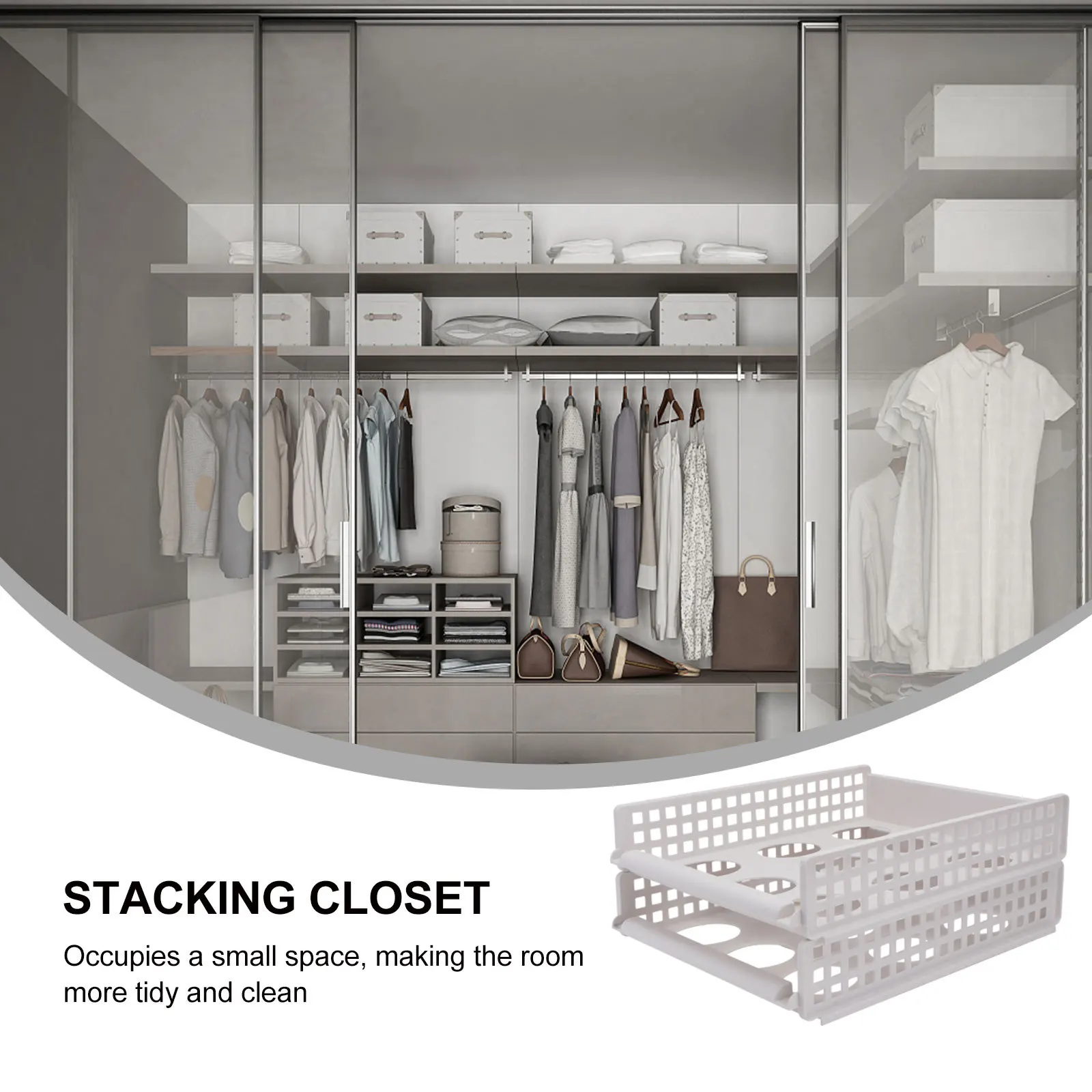 

2 Pcs Storage Basket Wardrobe Bedroom Organization Closet Clothe Rack Clothes Clothing Bin Staking Organizer