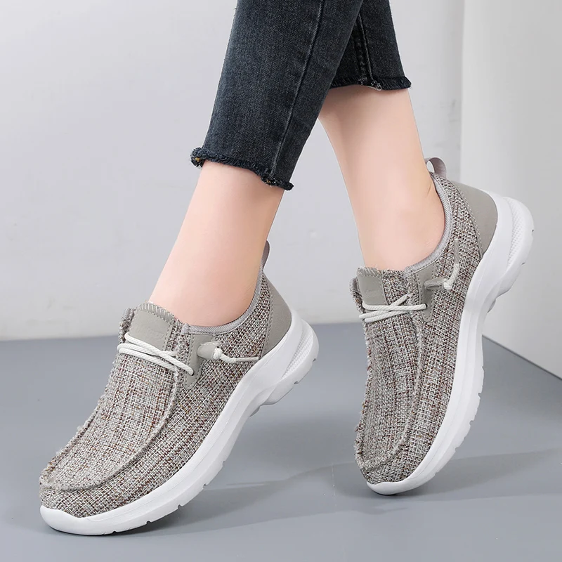 

New Women's Canvas Shoes Hollowed Out Fashion Mesh Thick Sole Sneakers Cover Wearing Loafers Breathable Casual Walking Shoes