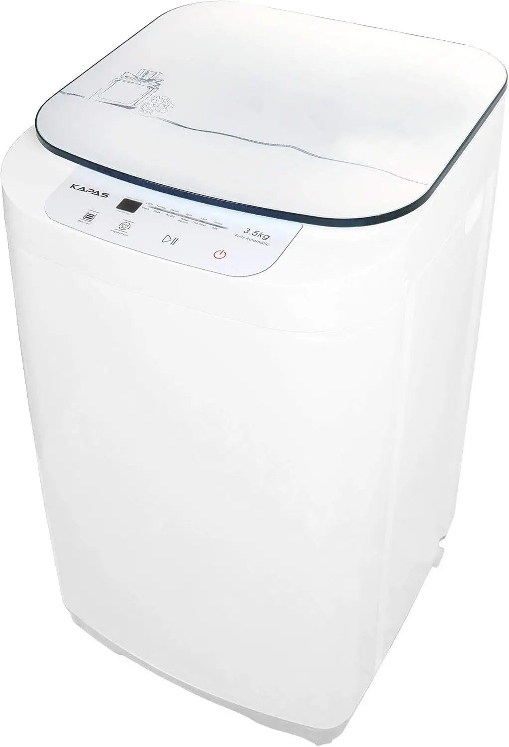 kapas kps35-735h2 upgraded compact washing machine, fully automatic 2-in-1 washer and spin dryer machine build-in pump and long