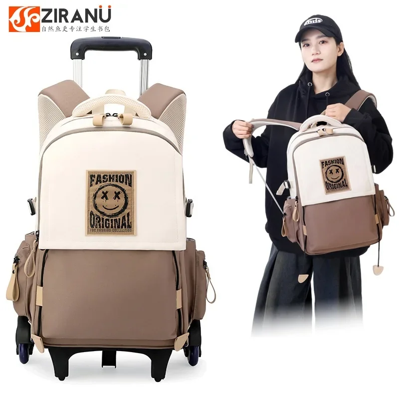 

New School Bag Trolley Zaino Scuola Elementare Rolling Mochilas Escolares Wheels Mochilas De Hombre Cartables Scolaires Filles