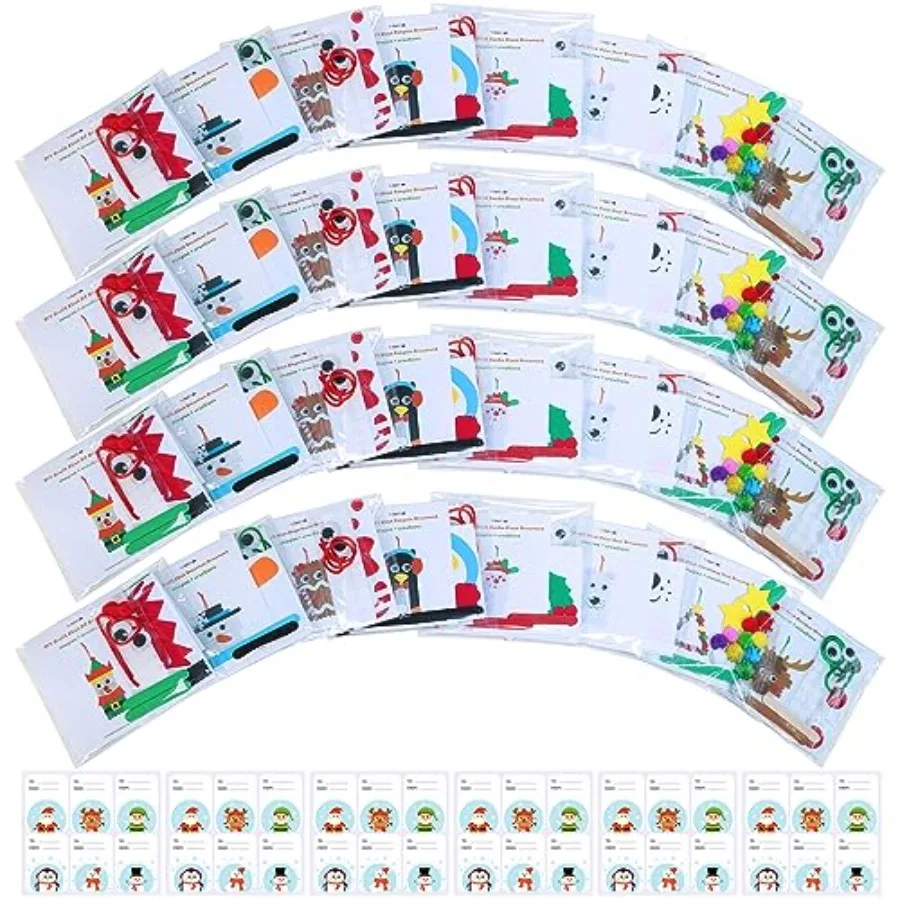 32 مجموعة من مجموعات الحرف اليدوية لعطلة الشتاء DIY عصا المصاصة الحلي ملصقات الرغوة زينة المشاريع الفنية للفصول الدراسية