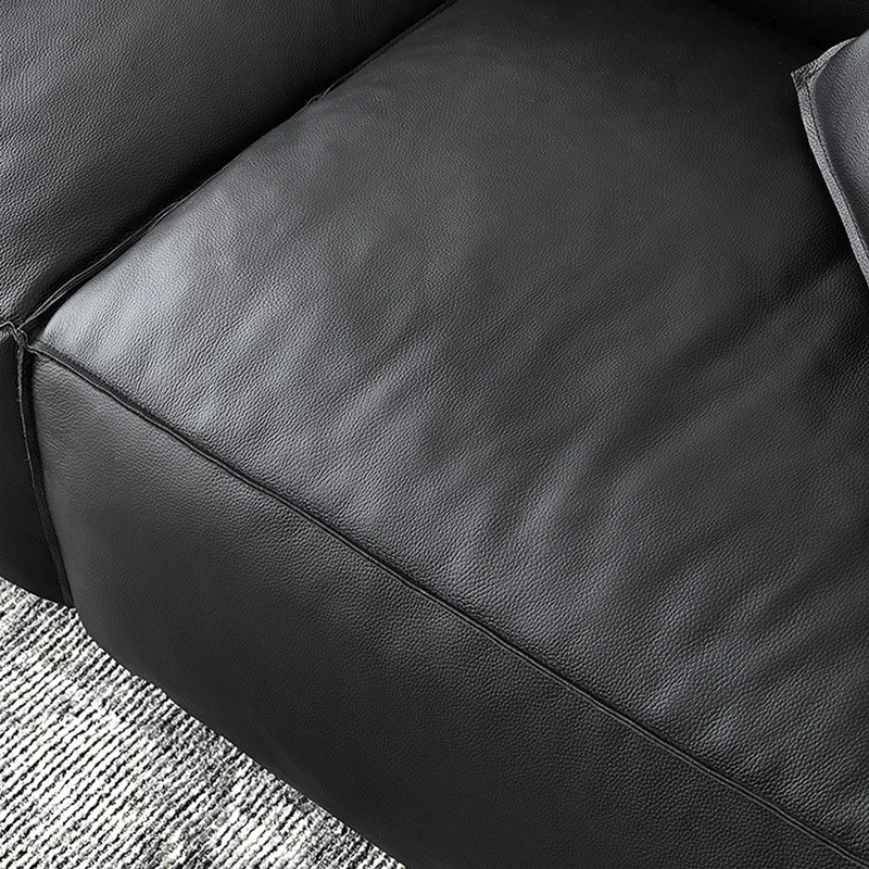 

Internet celebrity full leather tofu sofa small apartment living room Italian minimalist straight row three or four people