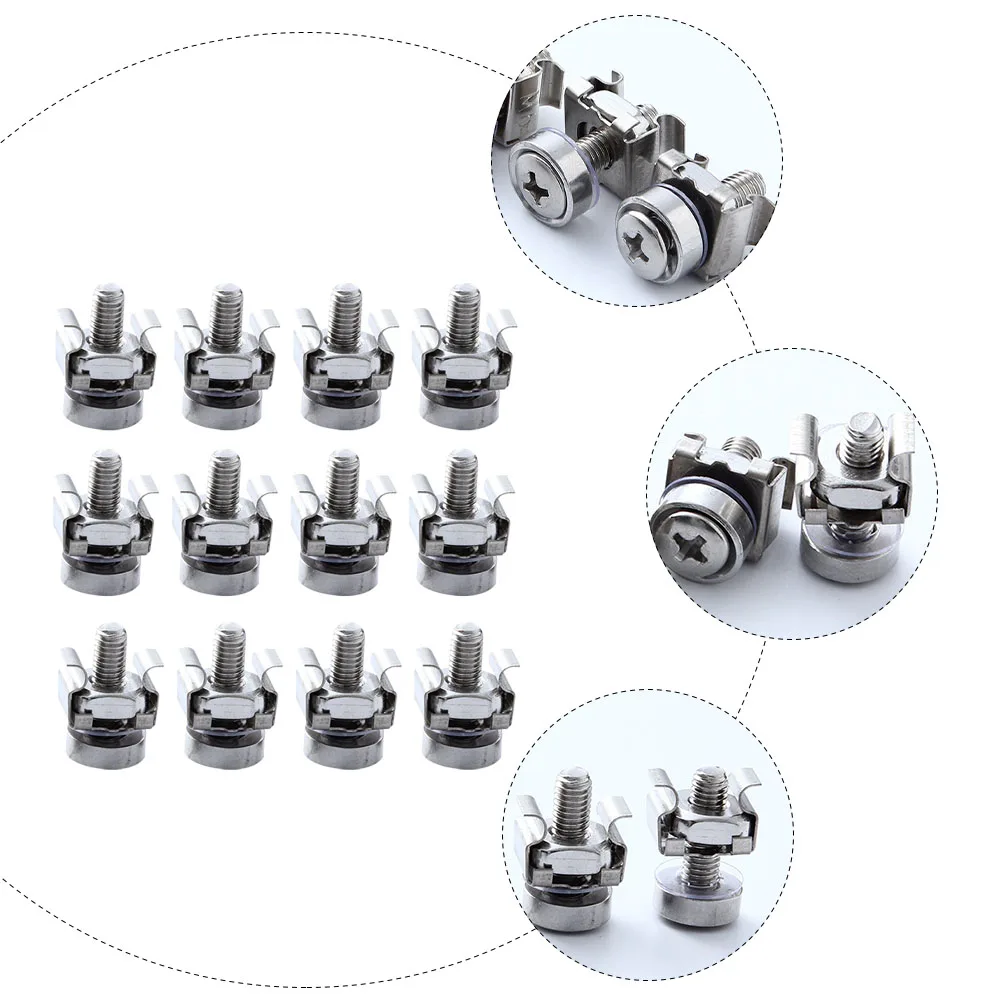 

50 Sets Cabinet Screws Nickel Plated Sturdy Material Smooth Surface Cross Groove Design Mounting Fastener Shelf Square Hole