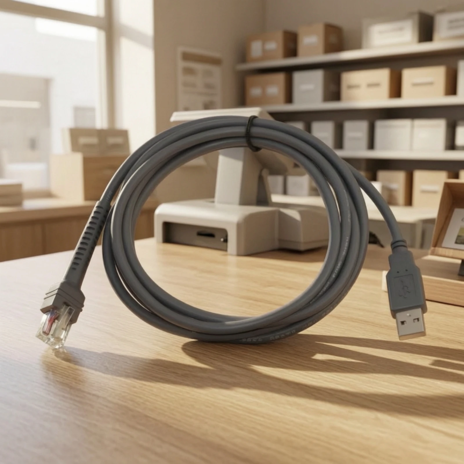 USB Scanning Scanner Cable Flexible Scanning Scanner Cable Molded Round for Retail Counters, Inventory Stations