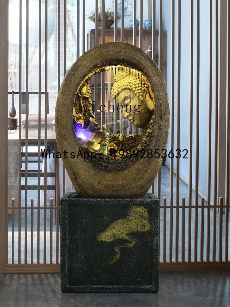 

X7 Buddha statue fountain flowing water ornament living room water feature decoration Zen lucky water circulation landscape