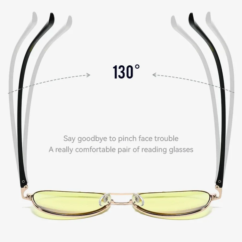 Retro Double Beam Large Frame Presbyopia Glasses Night Vision Photochromic Multifocal Reading Glasses Anti Blue Light Eyeglasses