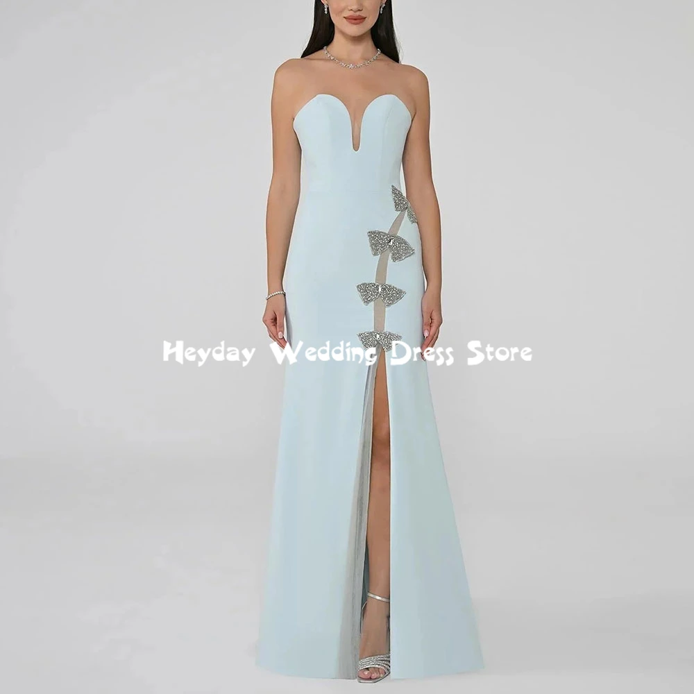 

Heyday Women's Mermaid Sweetheart Bow Beaded Simple Evening Dresses With Sleeveless Split Floor-Length Elegant Dresses 2025