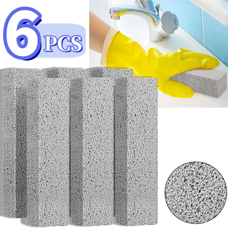 6PCS Pumice Stone Cleaning Stick Toilet Limescale Rust Stain Removal Brush Bathroom Tile Sink Household Washing Cleaner Tools