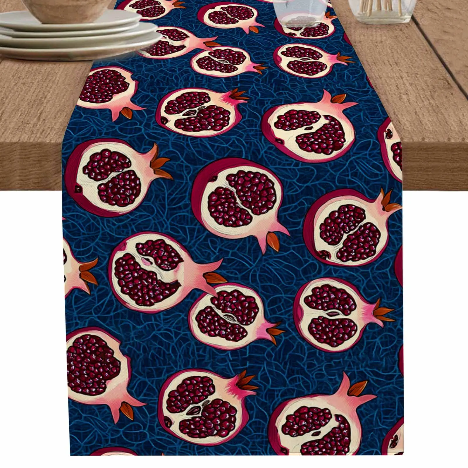 

Modern Pomegranate Fruit Table Runner Wedding Party Champagne Dining Room Restaurant Home Tablecloth Runners