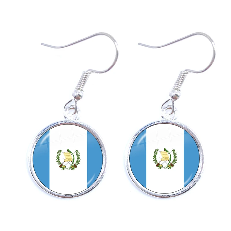 Guatemala,Bahamas,Cuba,Costa Rica,The Federation of Saint Kitts and Nevis,Antigua and Barbuda National Flag Glass Drop Earrings