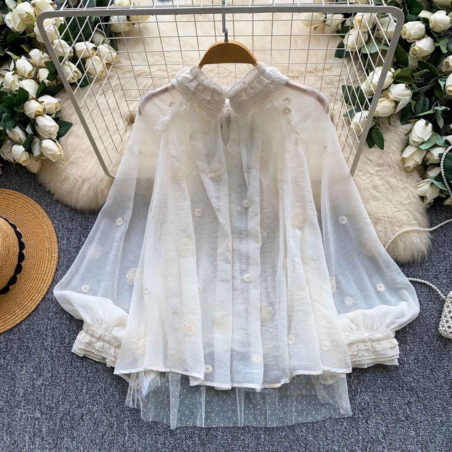 Elegant Bow‑tie Blouse  Puff L - Summer Clothing For Teens review and price