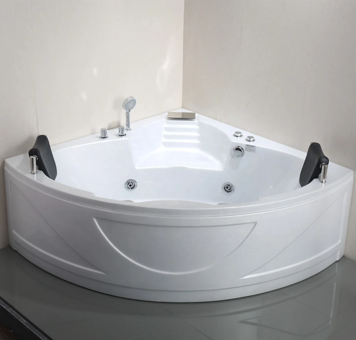 Hot 2 Person Sector Back To Wall Acrylic Whirlpool Massage Bath Tub With Jets For Sale