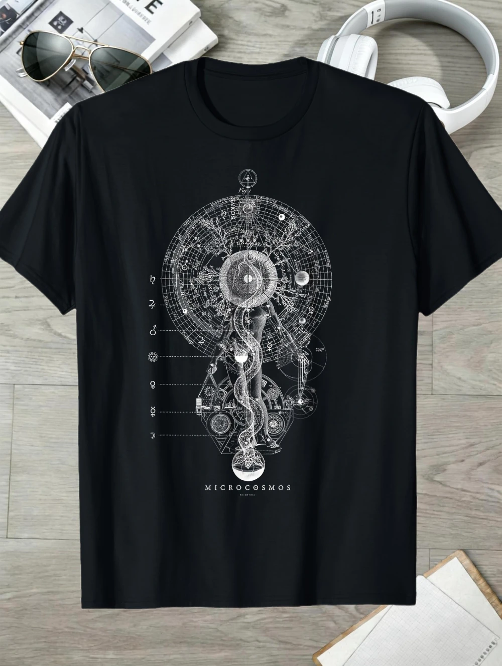 Camiseta con Patrón de Geometría Sagrada Microcósmica, Divina y Misteriosa, Camiseta con Cruz de Jesús, Camiseta con Cruz para Hombre, Camisetas para Verano