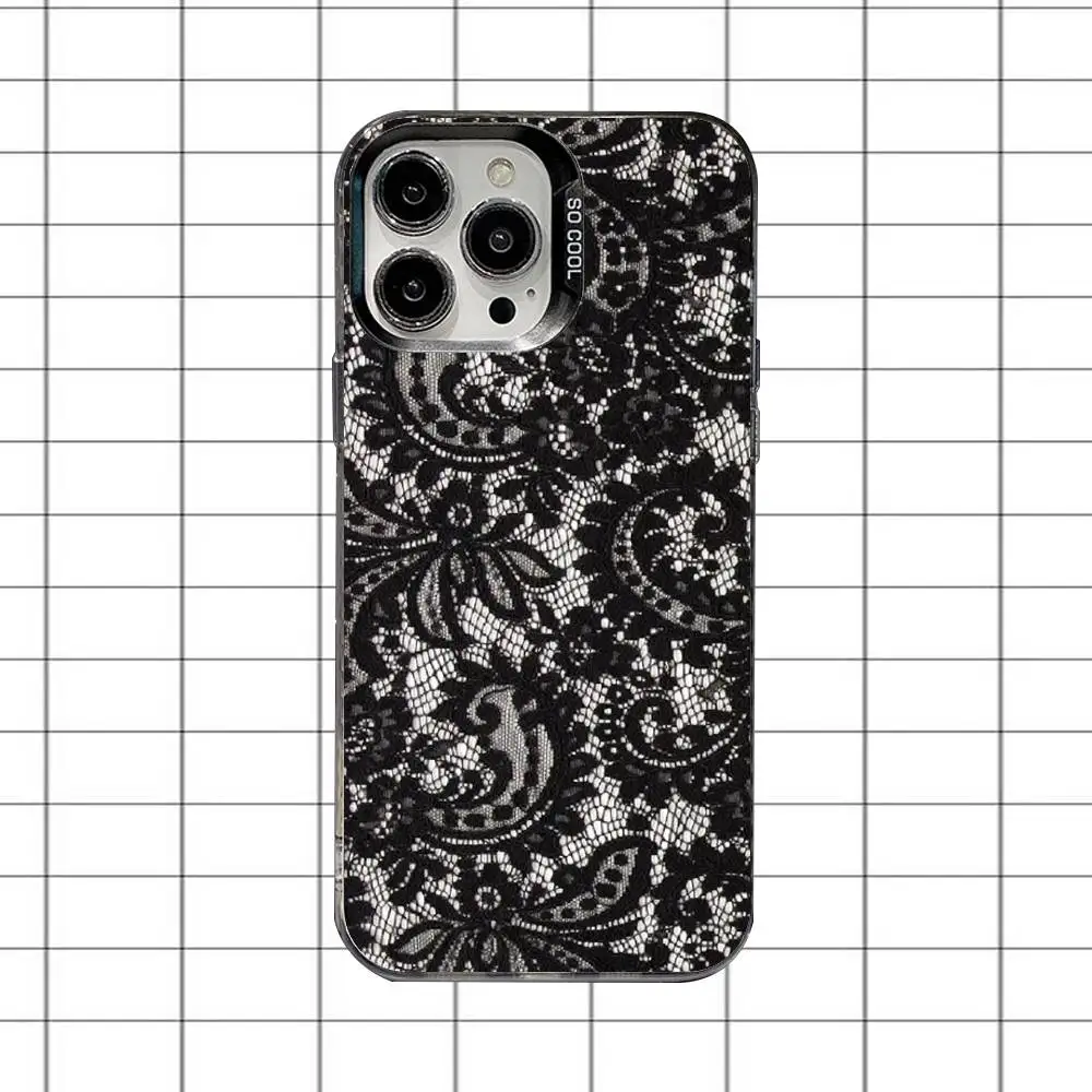 Lace Style Cool Girl Phone Case For iPhone 16,15,14,13,12,11,8,7,Pro,Max,Plus,Mini,XS,SE Anti Fall Black Matte Hard - Image 4
