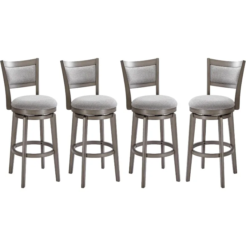

PrimeZone Swivel Bar Stools Set of 4, 30 Inch Bar Height Barstools,High Back Bar Stool with Solid Wood Legs Wrap-Around Footrest