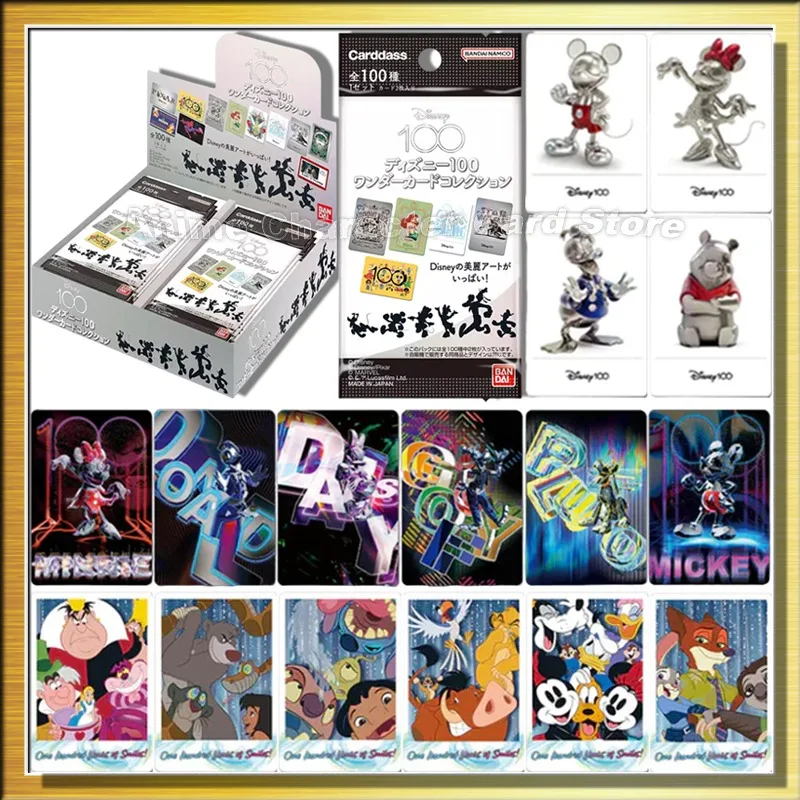 New Original Japanese Bandai Disney 100 Trading Card Anime Flash Card Collection Table Toy For Children Gifts