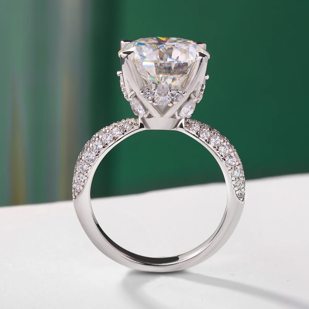 5CT D اللون مويسانيتي خاتم الزواج للنساء S925 فضة فاخر المشاركة الزفاف الماس الفرقة المجوهرات بالجملة