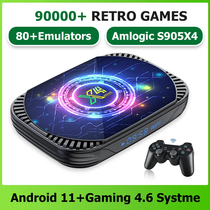 

Мини-приставка Игровая X4, Amlogic S905X4 EE4.6, для PS1/DC/N64/PSP Classic, ретро, 90000 игр, Android 11, 4K/8K HD, Wi-Fi, ТВ, видеоплеер