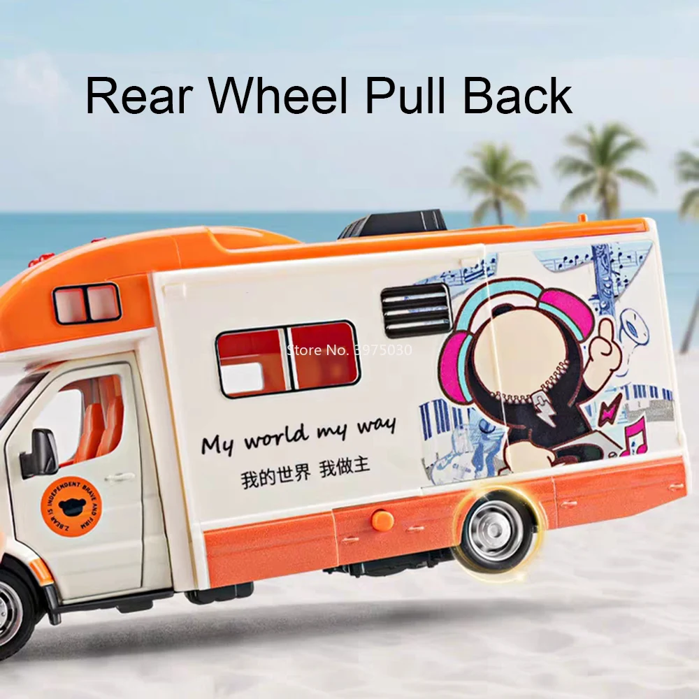 รถบ้านตุ๊กตาหมีการ์ตูนขนาด 1:32 ของเล่นรถบ้านขนาดเล็กแบบดึงหลัง มีไฟ มีเสียง สำหรับเด็ก เป็นของขวัญที่สมบูรณ์แบบ