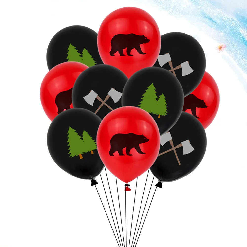 50 Pcs Party Supplies Balloons Lumberjack Decor Animals Printing Latex for Emulsion