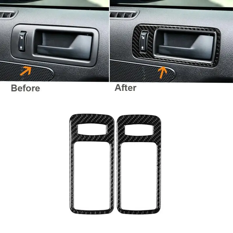 

2 Pcs Car Auto Inner Door Handle Bowl Decoration Cover Sticker Carbon Fiber Trim For Ford Mustang 2009 2010 2011 2012 2013