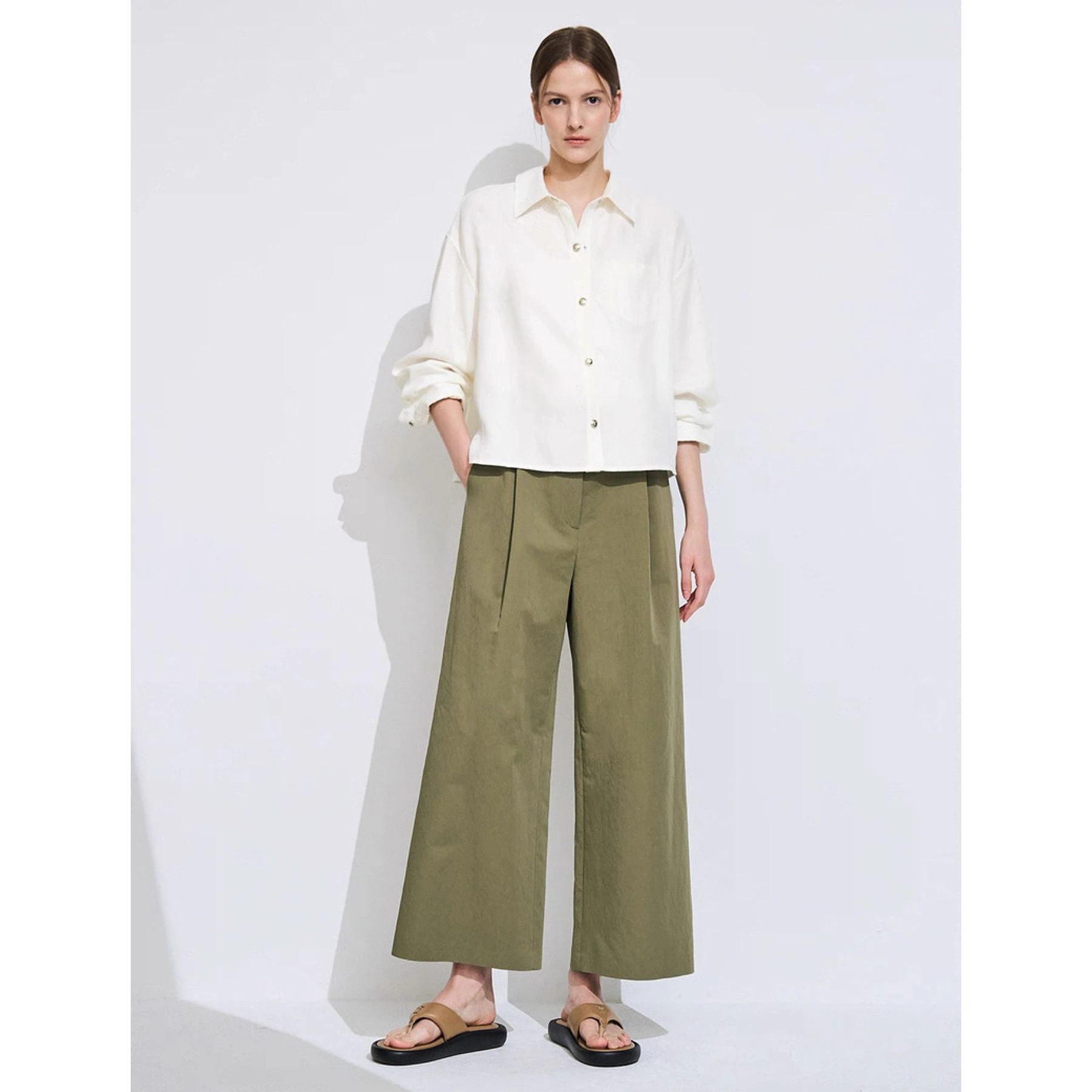 

TIM25 Autumn Lemon Cheesecake Casual Cotton Linen irt Embroidered Collar Tie-Dye Versatile Women's Long Sve Ne Bu...