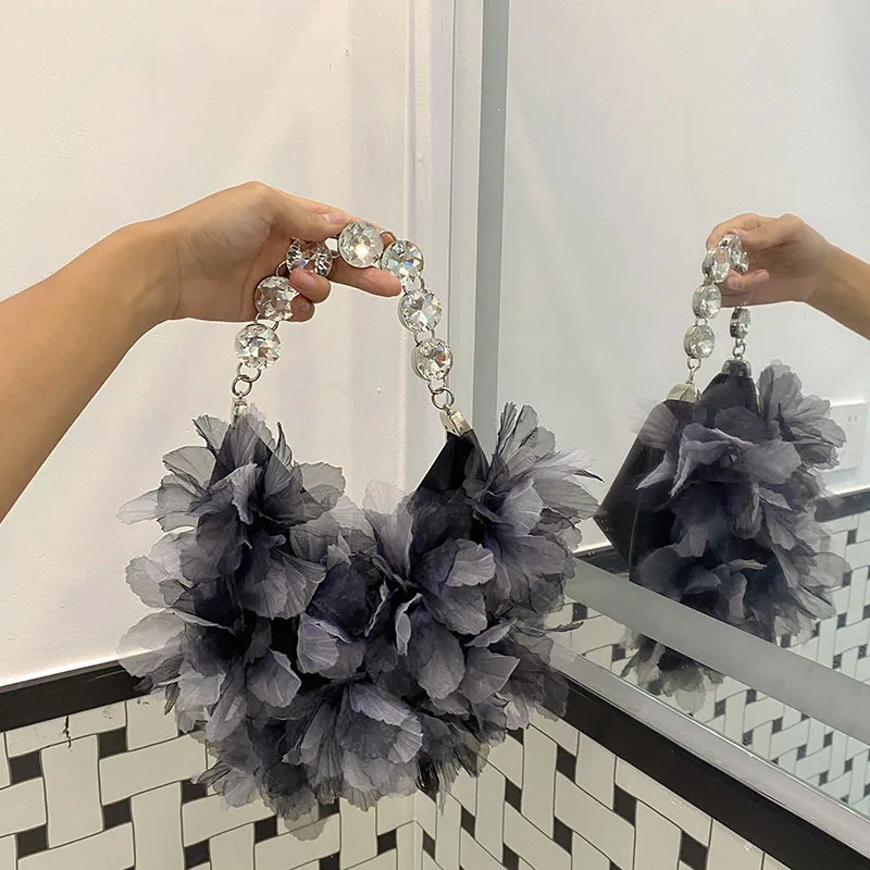 Handtaschen Hochzeitstasche Blumendruck Damen Strand-Umhängetasche Damen-Kettentasche – Detail 9