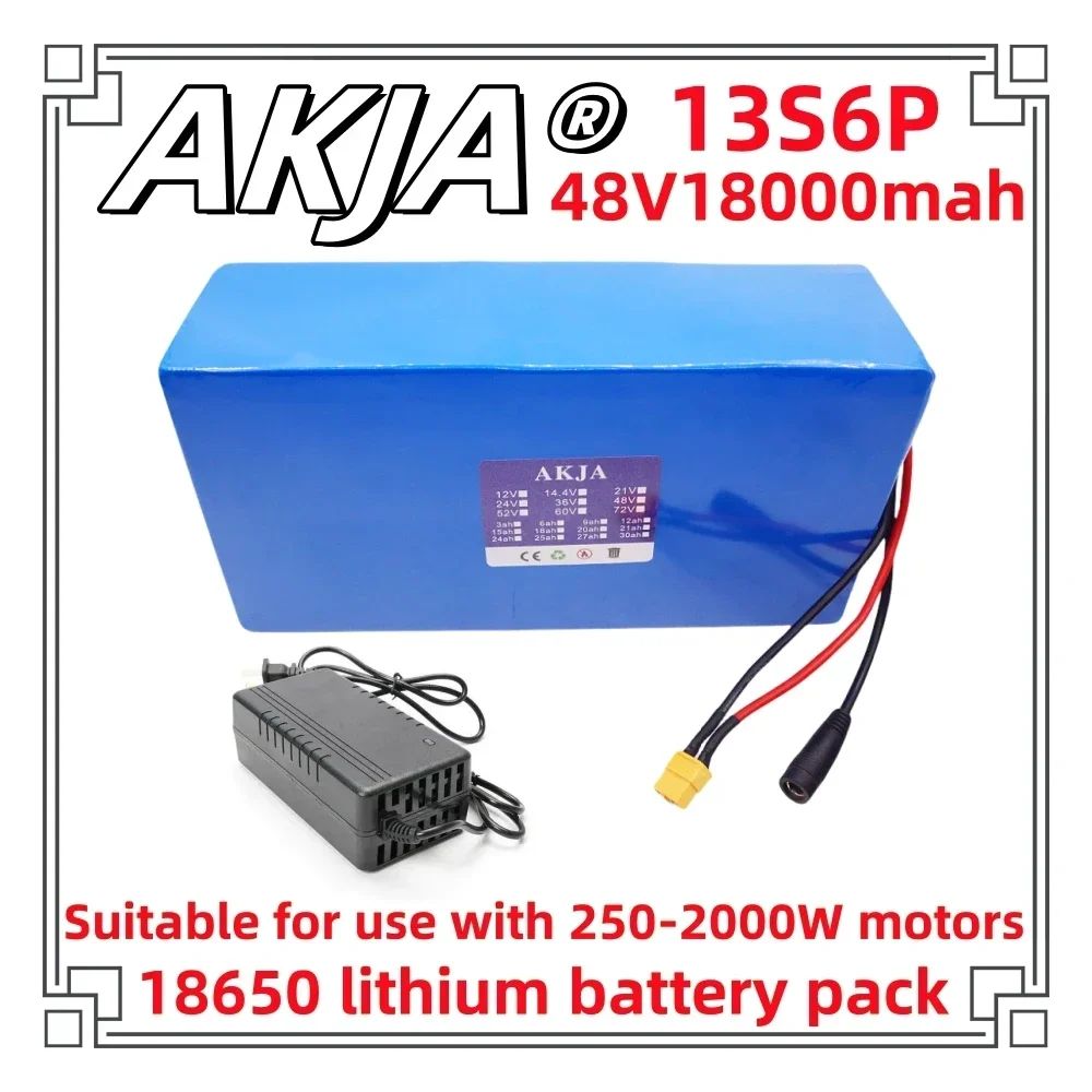 Trasporto veloce aereo nuova batteria al litio a piena capacità 18650 batteria al litio 48 v18ah 13 s6p adatta per 250-2000W