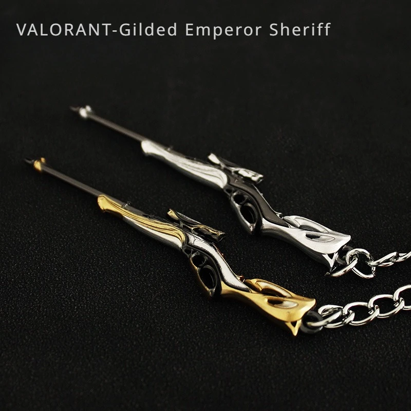 Valorant Game Periphery Mini Gilded Emperor Sheriff Metal Toy Keychain 8CM Pendant Weapon Prop Model Cosplay Sword Weapon Toys