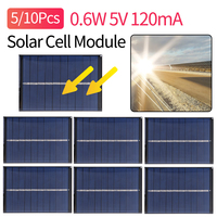5/10Pcs 0.6W 5V 280mA Solar Panel Battery Charger DIY Solar Cell Module Polycrystalline Charger for Courtyard Lighting System