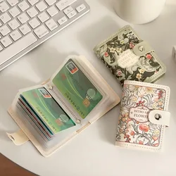 20/30 Card Pockets Women Wallets PU Leather Large Capacity Money Bag Waterproof Floral Oil Painting Business Card Case Women