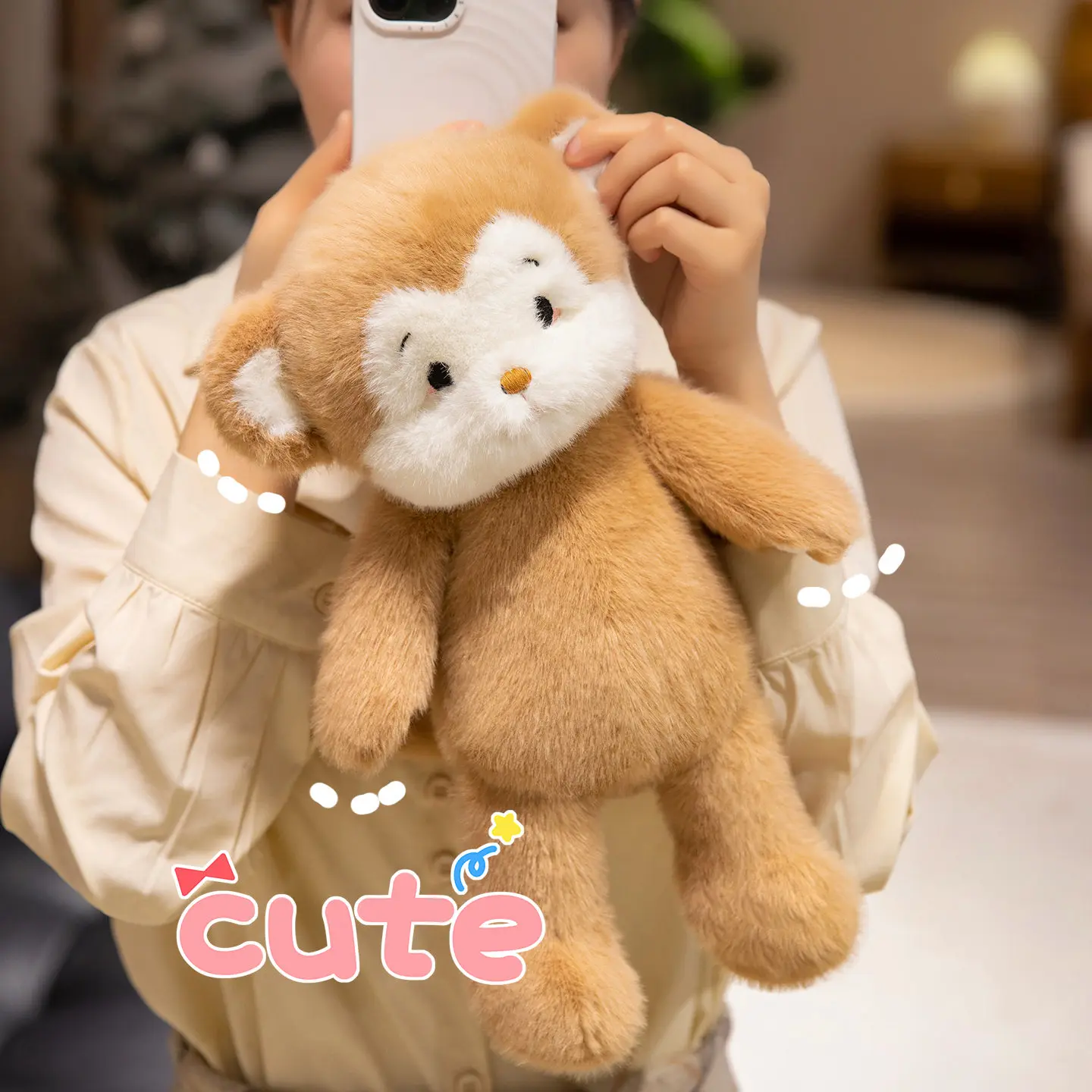 38 cm süße pelzige umarmbare Affe Husky Puppe weiche gefüllte Kawaii Pinguin Bär Schwein Puppe Kissen Home Decor Geburtstag Weihnachten Geschenk